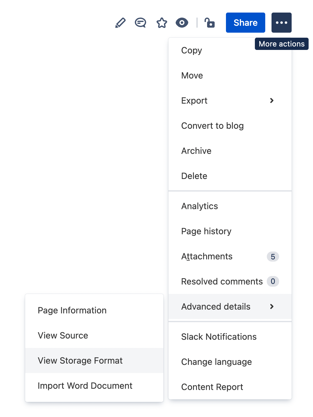 How to access the View Storage Format on Confluence Cloud pages