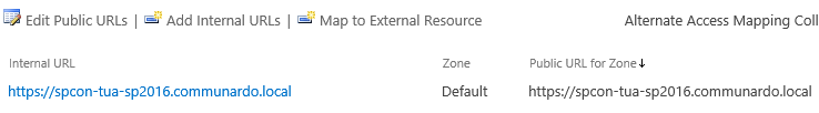 example configuration for Alternate Access Mappings mapping external URLs to HTTPS