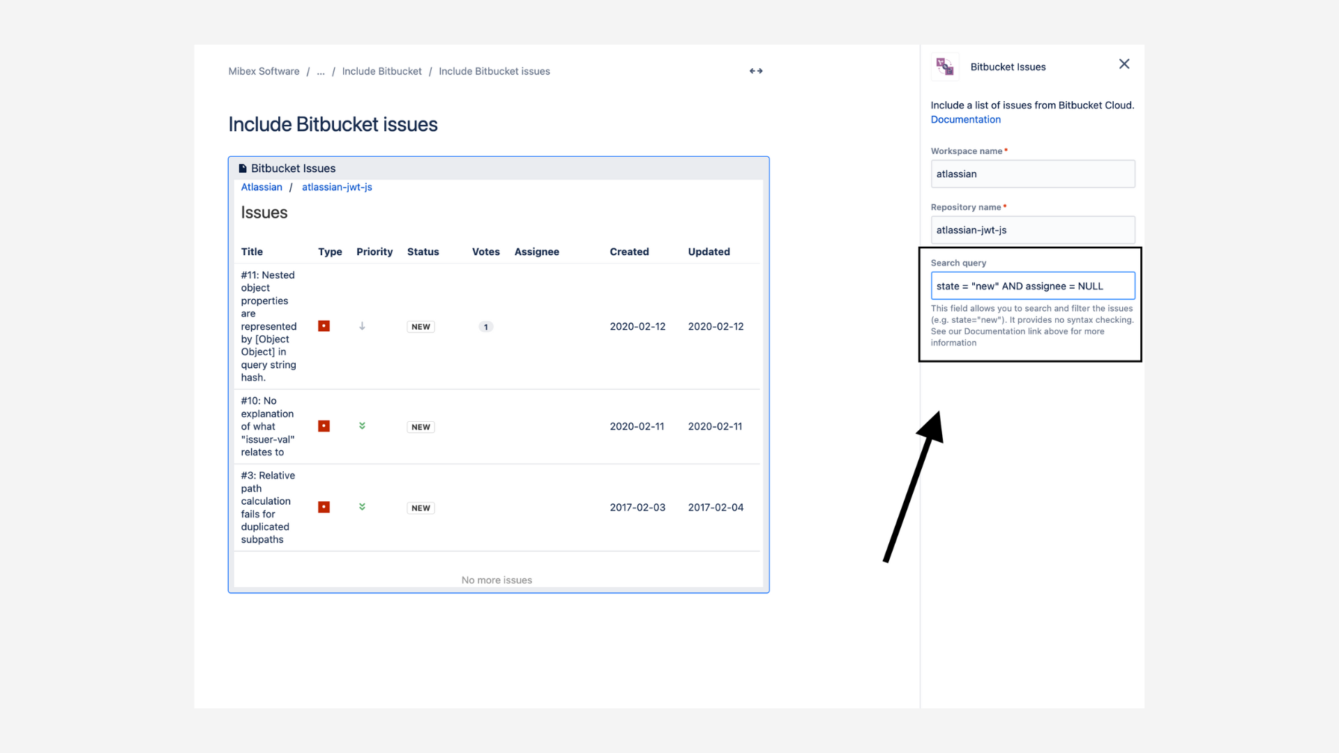 Include Bitbucket - issues macro.png