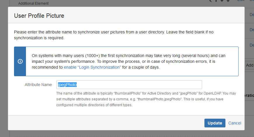 Administration - Profile Elements - User Profile Picture Synchronisation