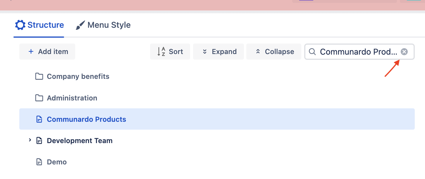 Search navigation item